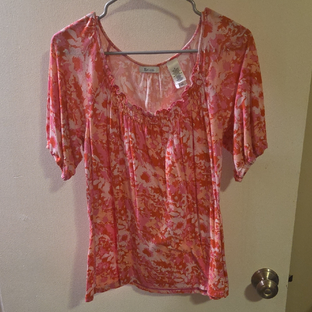 Liz & Co. Vibrant Pink And Light Pink Blouse